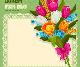 Blue flower with lace card vector 03