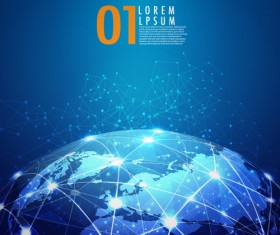 Blue style global network business background 03