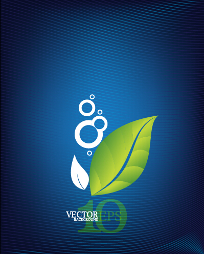 Blue textured background with leaf vector