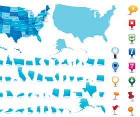 Blue world map with symbol vector 01