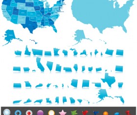 Blue world map with symbol vector 02