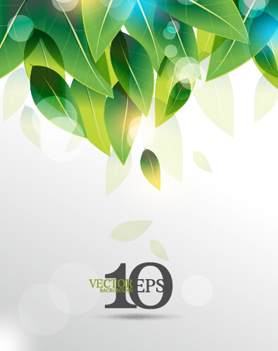 Bright green leaves backgrounds vector graphics 01