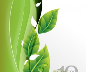 Bright green leaves backgrounds vector graphics 03