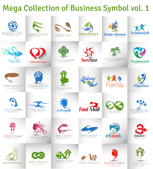 Business logos creative design vector set 01