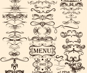 Calligraphy with menu ornaments vector material