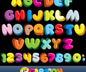 Cartoon alphabet with numbers colored vector