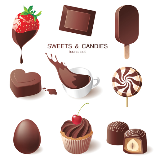 Chocolate sweet and candies vector illustration 02