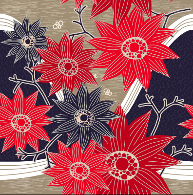 Classical flowers pattern seamless vector set 09
