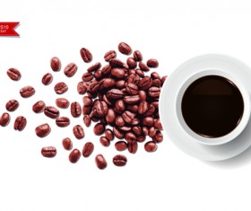 Coffee beans with white background vector 01