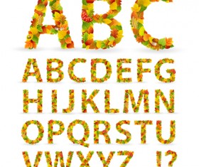 Colored leaves with alphabet vector