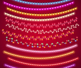 Colored light vector borders set