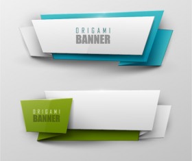 Colored origami banner shiny vector 02