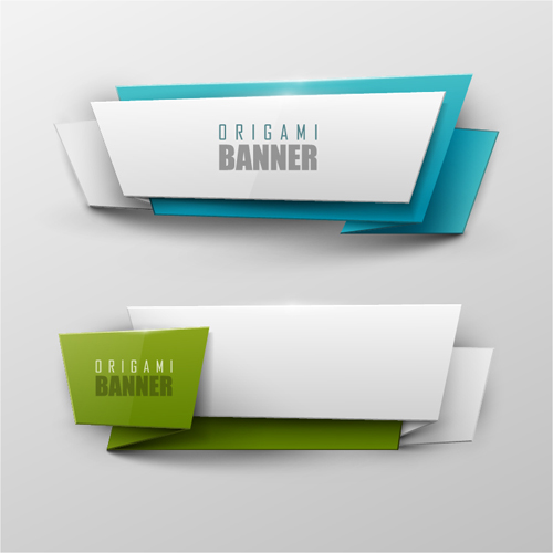 Colored origami banner shiny vector 02