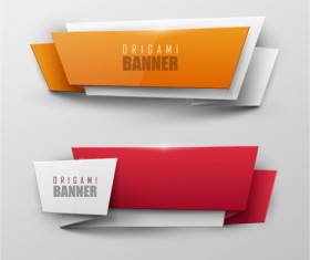 Colored origami banner shiny vector 04