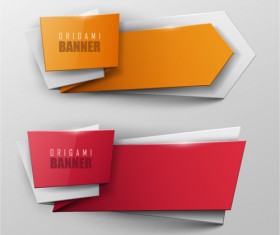 Colored origami banner shiny vector 05