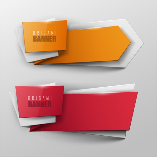 Colored origami banner shiny vector 05