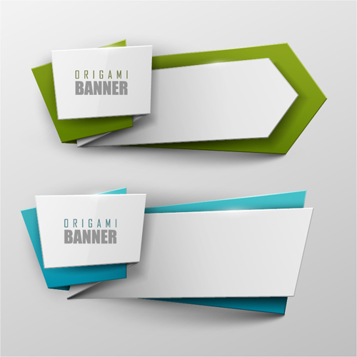 Colored origami banner shiny vector 08