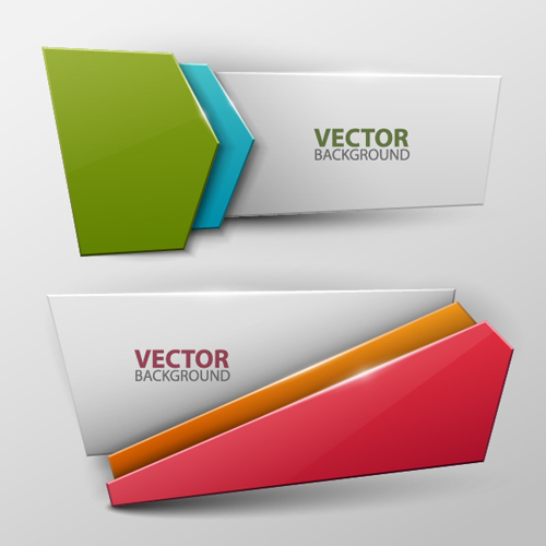 Colored origami banner shiny vector 09
