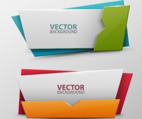 Colored origami banner shiny vector 10