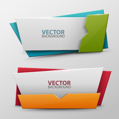 Colored origami banner shiny vector 10