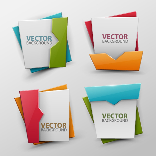 Colored origami banner shiny vector 11