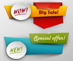 Colored origami banner shiny vector 12