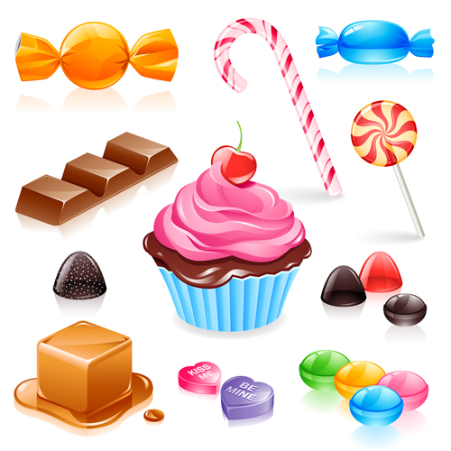 Colored sweets and cupcake vector icons 03