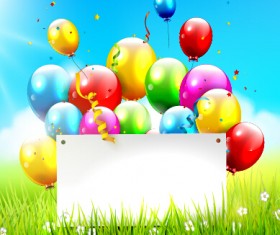 Vector colorful balloons with confetti background free download