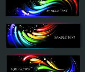 Colorful light with stars vector banners 01