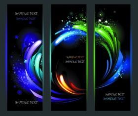 Colorful light with stars vector banners 02