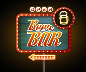 Colorful neon billboard vector set 02