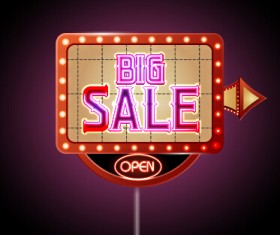 Colorful neon billboard vector set 06