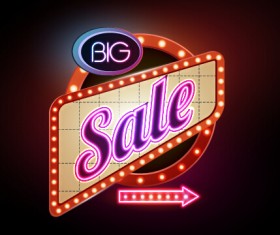 Colorful neon billboard vector set 07