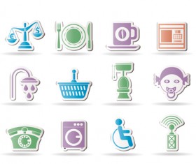 Creative stickers life icons vector 01