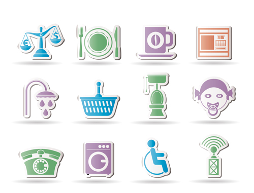 Creative stickers life icons vector 01