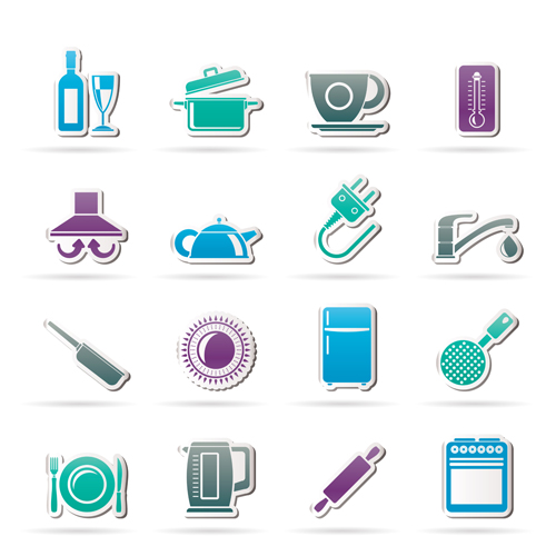 Creative stickers life icons vector 02