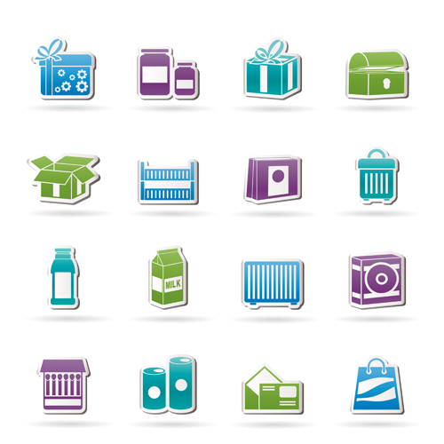 Creative stickers life icons vector 03