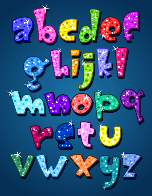 Cute Lower case shiny vector material 01