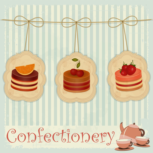 Cute confectionery retor background vector