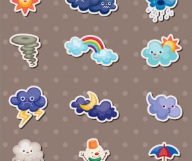 Cute weather icons vector set