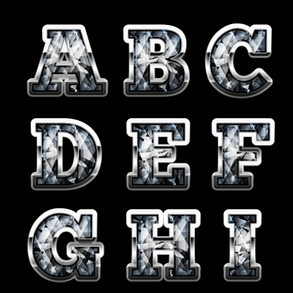Diamond styles alphabet design material 06
