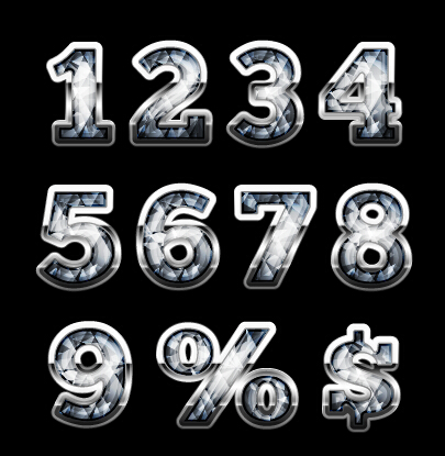 Diamond styles numbers and symbol vector 01