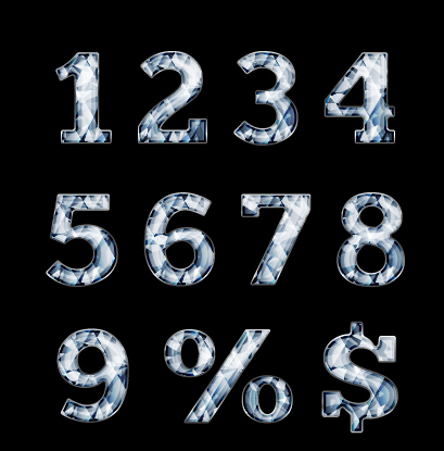 Diamond styles numbers and symbol vector 02