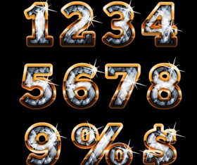 Diamond with golden numbers and symbol vector