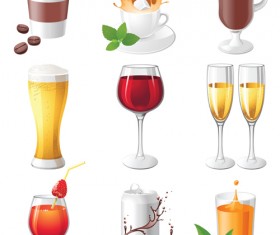 Different delicious drinks vector illustration 01