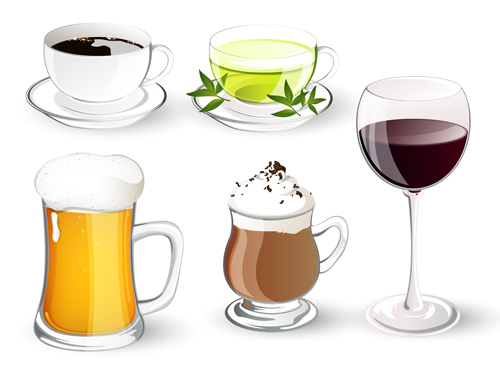 Different delicious drinks vector illustration 02