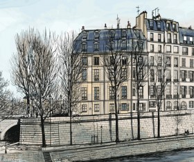 Drawn Saint Louis in Paris vector