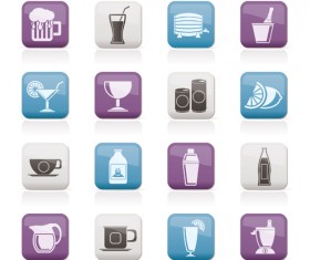 Drinks icons shiny vector material