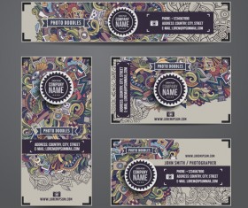 Ethnic style floral pattern cards vector set 01