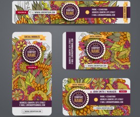 Ethnic style floral pattern cards vector set 02
